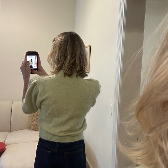 Rouje Women's Pistachio Green Half Sleeve Cardigan - Picture 7 of 7